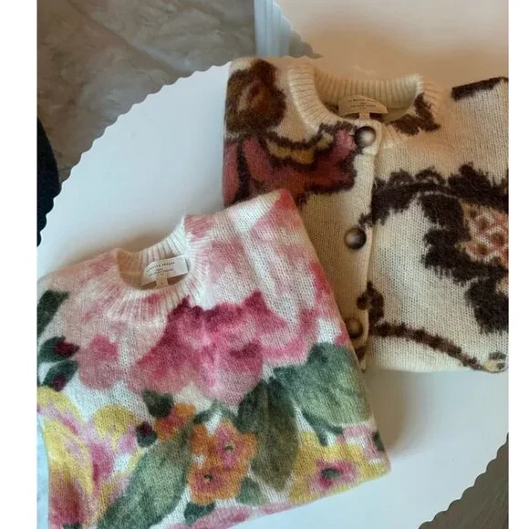 BEST Sezane Manea Cardigan L/XL/XXL Merveille Print Mohair Sweater Knit French - Picture 7 of 14